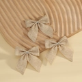 Three natural khaki burlap bows for Christmas tree decoration and DIY gift wrapping - 7*7.5cm (Set of 3) / Tan Style 17