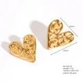 Hammered gold heart earrings in 18K gold plated stainless steel with irregular texture - E664-06(Hammered Heart)