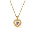 Collana a cuore placcata oro 18K in acciaio con motivo floreale di aprile - Oro-Aprile