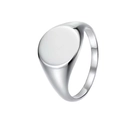 Vista macro di un anello a sigillo rotondo da 10mm con finitura argento lucido - US 6 / Argento