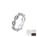 Vintage style S925 sterling silver moissanite ring with twisted rope design and gems - US Size 5 / Silver