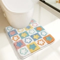 U-shaped bathroom rug with colorful floral patterns and soft plush texture - Flower Season / Toilet Mat 50*55cm