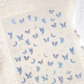 Blue aurora butterfly nail stickers with moon and stars for DIY manicures - M-1059 Transparent Glass Shard Blue Purple Butterfly Moon