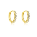 Eleganti orecchini a cerchio in argento sterling S925 dorato con zirconi brillanti - Argento 925 / Oro 18K Pietra Bianca
