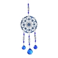 Evil eye crystal suncatcher with blue owl hanging pendant and faceted crystal spheres - Flower / 144g/32cm