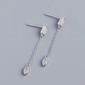 S925 sterling silver drop earrings featuring baguette and marquise cut cubic zirconia - Silver (White Zirconia)