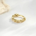 Elegant gold vintage hoop earring with micro-set zircon heart and rhombus patterns - Wave Arrangement Style (A862-2#)