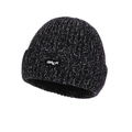 Winter thermal knit beanie in black and white snowflake pattern with BACK patch logo - Hat Only / Navy Blue