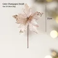 Champagne gold artificial 25cm Christmas flower with glitter sequins and long stem - Small (25x30cm) / Champagne