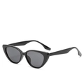 Occhiali da sole cat-eye neri classici da donna con lenti scure visti da un angolo di 45 gradi - Montatura Nera Lenti Grigie