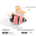 Pink honey bee charm pendant in alloy and enamel for DIY jewelry making - Bee Style (PJ92254)