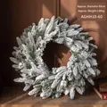 60cm flocked artificial Christmas wreath with realistic snow-covered green PE needles - 60cm Mixed Leaf Wreath-Snow Flocked / Diameter approx 60cm