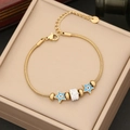 Goldenes Schlangenarmband mit blauen Stern-Auge-Anhängern und funkelnden Pavé-Perlen - Blauer Stern Böser Blick Stil (2#)