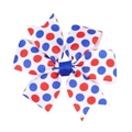 Close-up of red and blue polka dot grosgrain ribbon bow hair clip with textured fabric - 1# (Red Blue White Polka Dots)