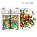 Christmas nail art sequins SD281 with red green gold hexagon glitter in a clear jar - SD281-Mixed Hexagon