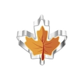 Close-up of maple leaf shaped cookie cutter with a decorated maple leaf biscuit - Maple Leaf 7274