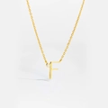Minimalist S925 sterling silver necklace with gold finish letter F pendant and zircon - Letter F