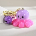 Porte-clés poulpe violet mignon avec tentacules roses, cloche violette et fermoir doré - Style Cloche [Violet]