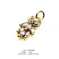 Golden owl pendant with micro-pave zircons and copper base for jewelry making 9x15mm - Owl (6)