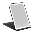 Foldable LED travel makeup mirror in black finish with smart touch dimming sensor - Black
