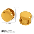Golden round shell-shaped stainless steel earrings with size 15.4mm x 14.8mm - Smooth Flat Round Style (EH646) / Gold