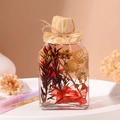 Square glass diffuser bottle with dried flowers, twine seal, and aromatherapy oil - 100ml-Lime Basil & Mandarin