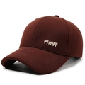 Men's dark brown baseball cap with white AHUT embroidery in a premium cotton finish - Adjustable / Red