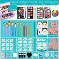 Water-soluble body paint set with 12-grid palette, purple storage box, and 21 brushes - [High-End 119 Colors Flag Flower Fairy Set] + Storage Box + Tools