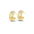 Elegant gold S925 silver stud earrings with vintage wavy texture and French croissant design - Gold