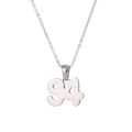 Minimalist silver stainless steel necklace with classic number 94 pendant for women - Silver (94)
