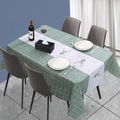 Waterproof PEVA green plaid tablecloth with elk pattern and handwritten love forever print - Elk