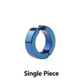 Blue electroplated stainless steel clip-on hoop earring for non-pierced ears - Single Plain / Blue