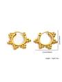 Detail view of gold titanium steel hoop earrings with star beads and size dimensions - Gold Vintage Metal Bead Style (#0273)