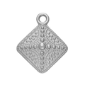 Silver rhombic stainless steel pendant with beaded texture and hanging loop for jewelry - Steel 570# Rhombus Plate / 17.5*21mm