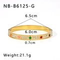Detail showing 18K gold bangle with colorful star patterns and zircon encrusting - Gold Colorful Star Style (NB-B6125-G)