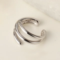 Elegant S925 sterling silver triple-layer wrap ear cuff in polished silver finish - 925 Silver / White Gold (Single)