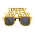 Golden Happy New Year party glasses with elegant artistic lettering for celebration - Gold Small Square New Year Glasses