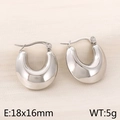 Pendientes de aro en forma de U de plata pulida de 18x16mm con un peso de 5g - Plata (KE110497-KFC)