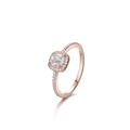 Elegant rose gold square cut zircon ring with micro-paved halo and clear reflections - US 5 / Rose Gold (White Zirconia)