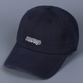 Navy blue washed cotton baseball cap featuring white SURFING embroidery and curved brim - M (56-58cm) / Navy Blue