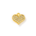 Pendente a cuore dorato scintillante con strass e anello per creazione gioielli fai da te - Oro Bianco