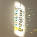 Silver 3D rotating wind chime with multi-color crystal beads and rainbow light shadow - Gold
