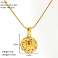 Golden titanium steel necklace featuring a turquoise evil eye pendant with 18K gold plating - Evil Eye Zirconia Style (SP612G)