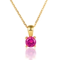 925 Sterling Silver necklace with a round rose red zircon pendant in four-claw gold setting - October Rose Red
