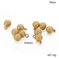 Set mit 10 vergoldeten 6mm Edelstahlperlen, mattierte Anhänger mit Schlaufenringen - Gold 6mm (KLJ2251-Z)
