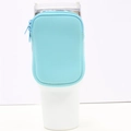 Light blue neoprene carrying pouch with zipper for 40OZ tumbler bottle cover - Single Pocket Light Blue