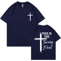 T-shirt blu navy Turning Point con stampa grafica a croce fronte e retro - S / Blu navy
