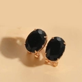 Orecchini ovali in acrilico nero con placcatura in oro 14K e design vintage a clip - Nero (Base Oro)