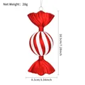 Red and white striped candy Christmas ornament with dimension and weight details - 18cm Round Oblique Stripe Painted