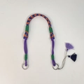 Adjustable woven nylon shoulder strap with purple tassels and orange-blue geometric patterns - Blue Orange Rope - Purple Strap